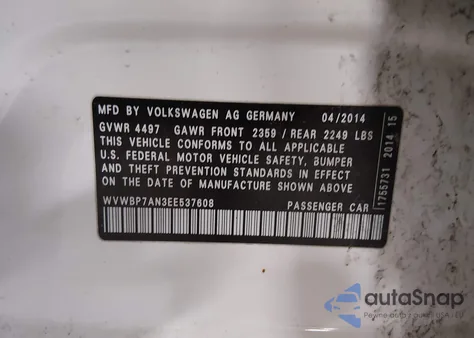 2014 Volkswagen Cc 2.0T R-Line z USA, uszkodzony, nr VIN WVWBP7AN3EE537608